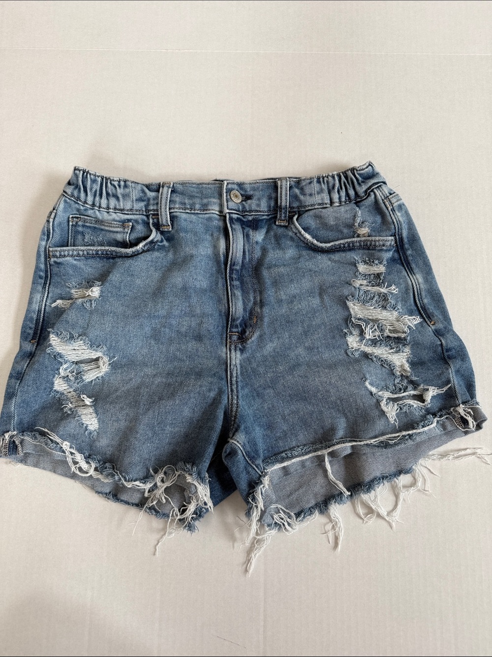 Arizona Jean Company High Waist Denim Shorts Stretch Distressed Blue size 11